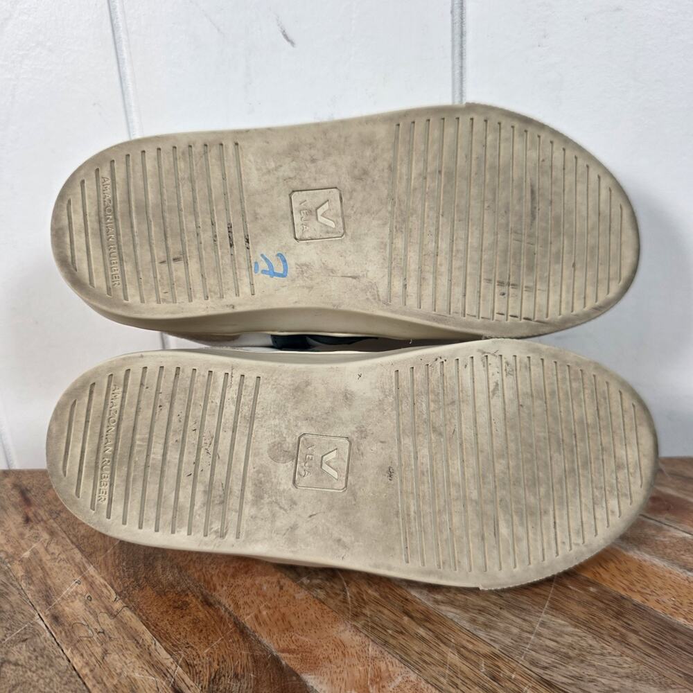 Veja Kids Sneakers in White, Tan & Dark Green - Picture 9 of 10